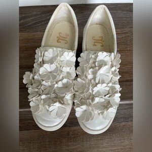 Women’s White Floral Slip-On Sneakers